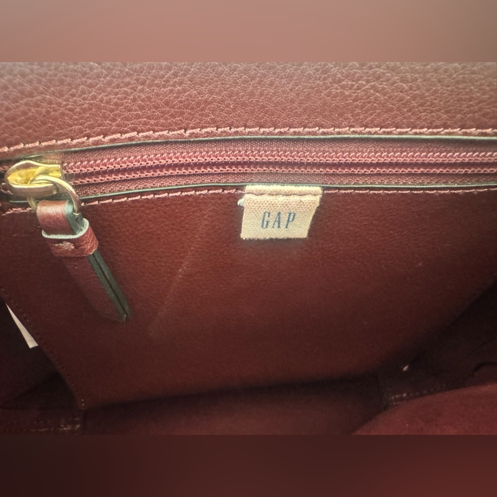Gap Synthetic Leather Backpack Purse.  Burgundy with silver accents. Never used. - Picture 2 of 15